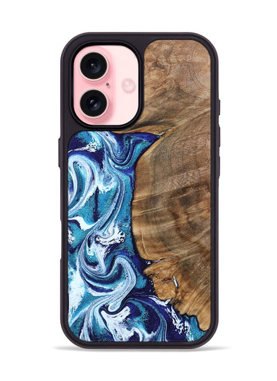 iPhone 16 Wood Phone Case - Chrissy (Blue, 801556)