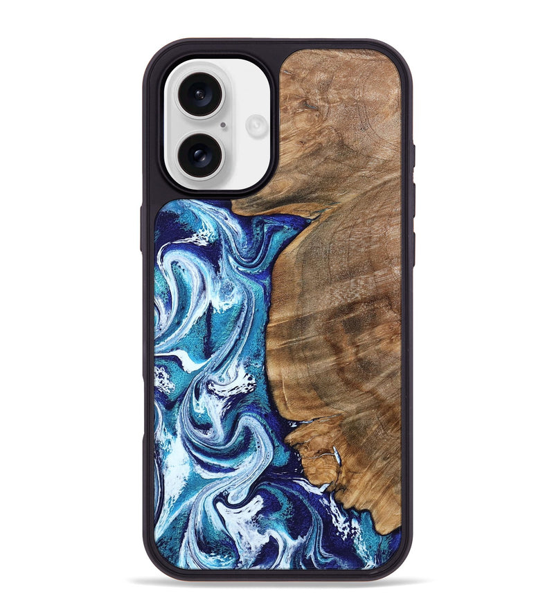 iPhone 16 Plus Wood Phone Case - Chrissy (Blue, 801556)