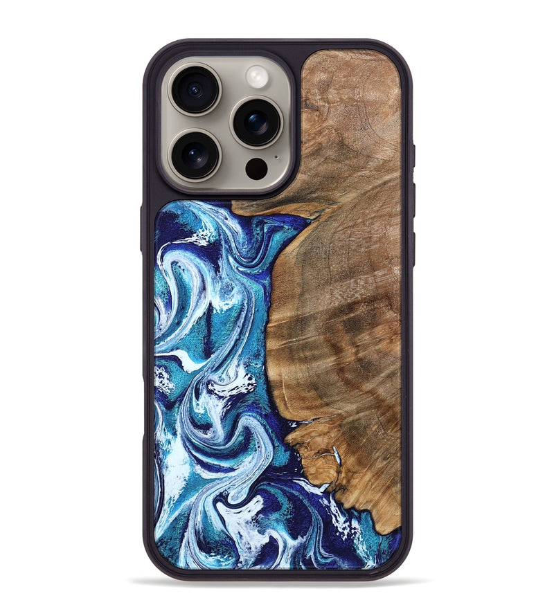 iPhone 16 Pro Max Wood Phone Case - Chrissy (Blue, 801556)