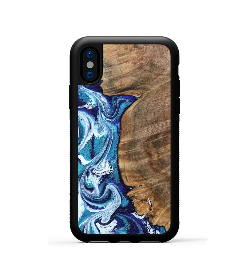 iPhone Xs Wood Phone Case - Chrissy (Blue, 801556)