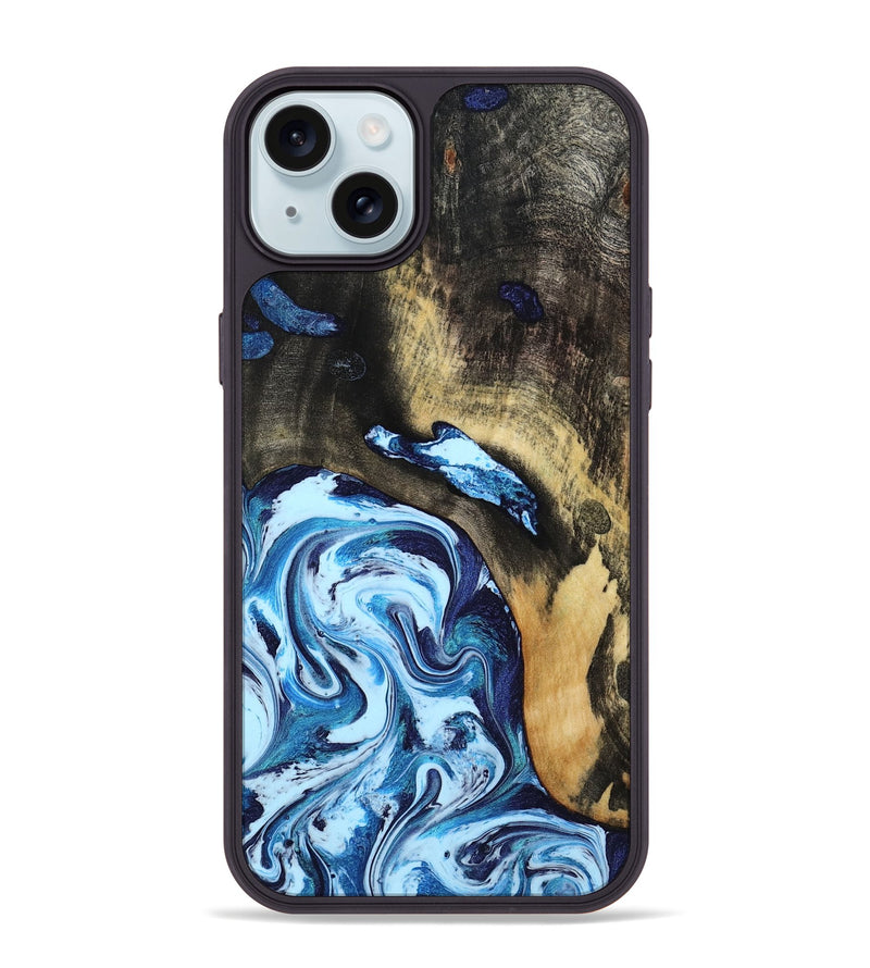 iPhone 15 Plus Wood Phone Case - Hailey (Blue, 801558)