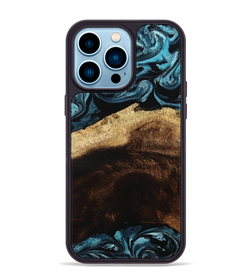 iPhone 14 Pro Max Wood Phone Case - Elliot (Blue, 801560)