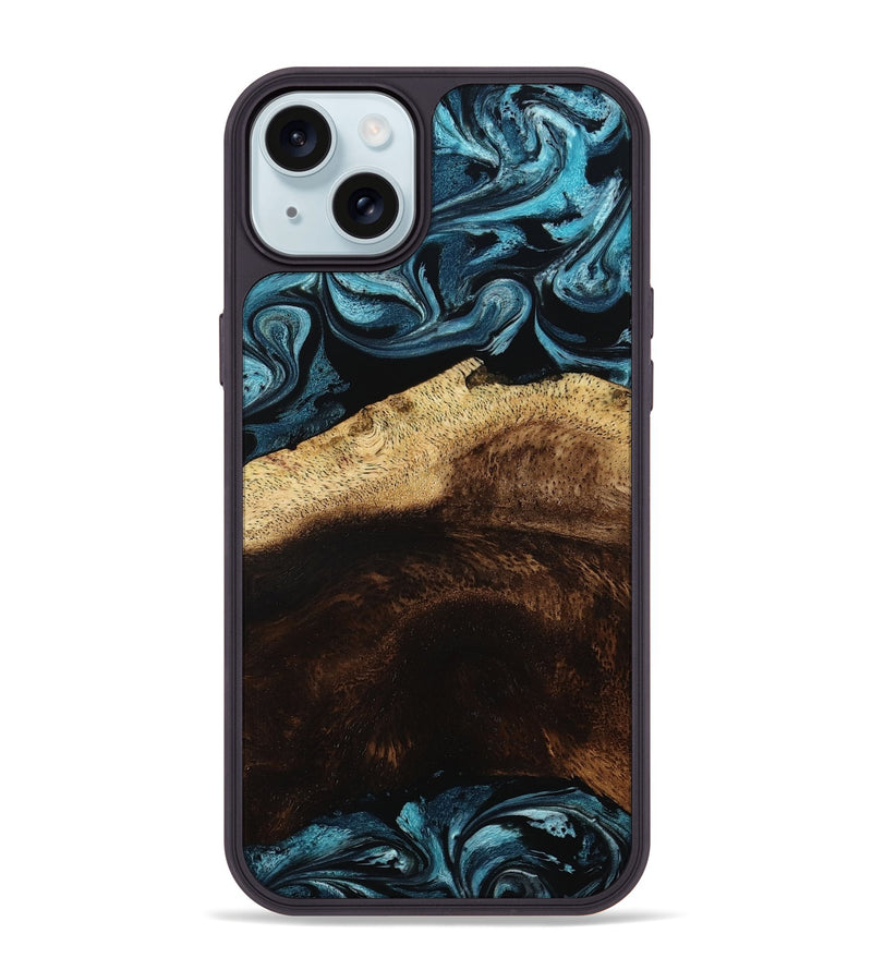iPhone 15 Plus Wood Phone Case - Elliot (Blue, 801560)