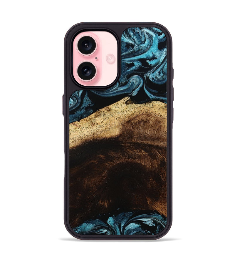 iPhone 16 Wood Phone Case - Elliot (Blue, 801560)
