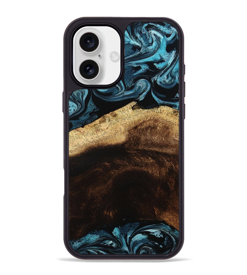 iPhone 16 Plus Wood Phone Case - Elliot (Blue, 801560)