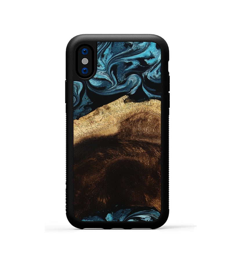 iPhone Xs Wood Phone Case - Elliot (Blue, 801560)