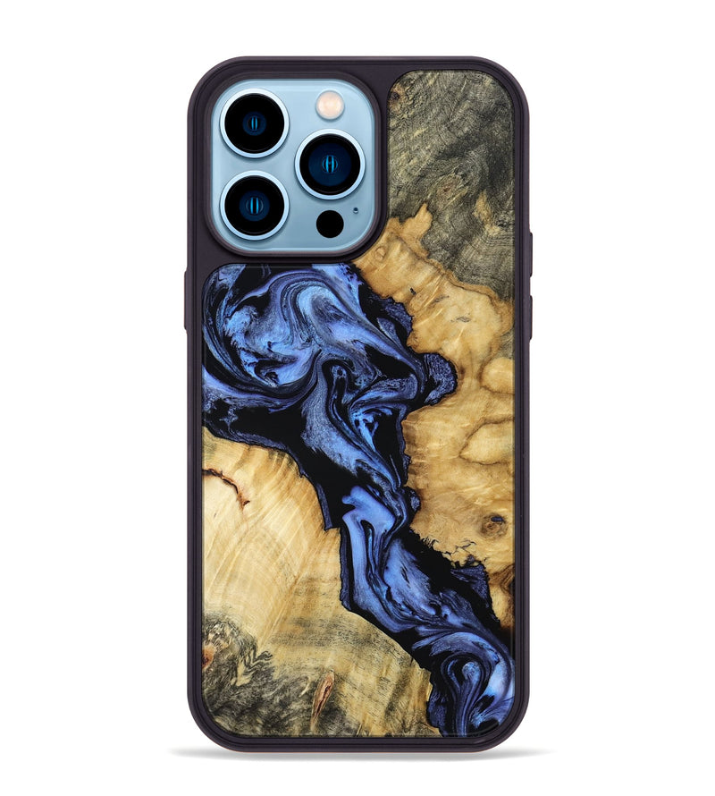 iPhone 14 Pro Max Wood Phone Case - Alonso (Blue, 801564)