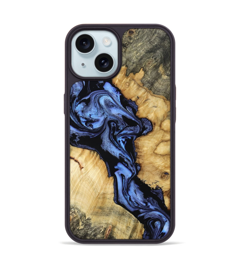 iPhone 15 Wood Phone Case - Alonso (Blue, 801564)