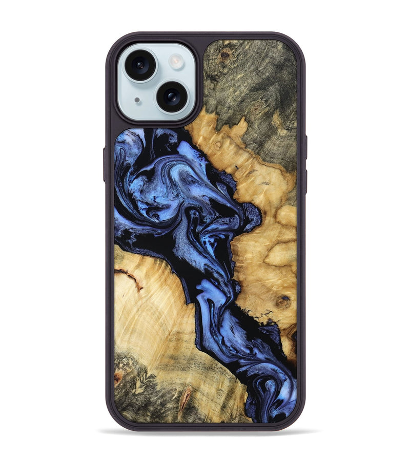 iPhone 15 Plus Wood Phone Case - Alonso (Blue, 801564)