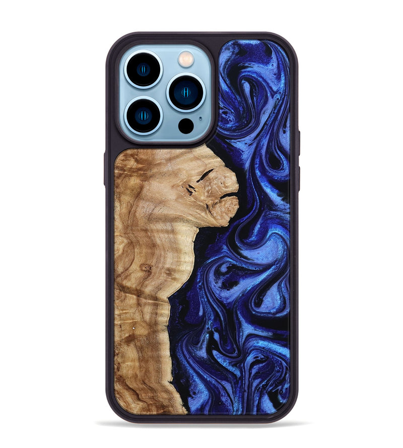 iPhone 14 Pro Max Wood Phone Case - Maurice (Blue, 801565)
