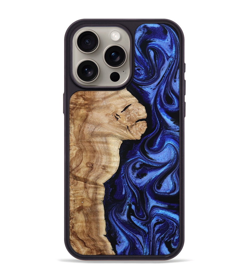 iPhone 15 Pro Max Wood Phone Case - Maurice (Blue, 801565)
