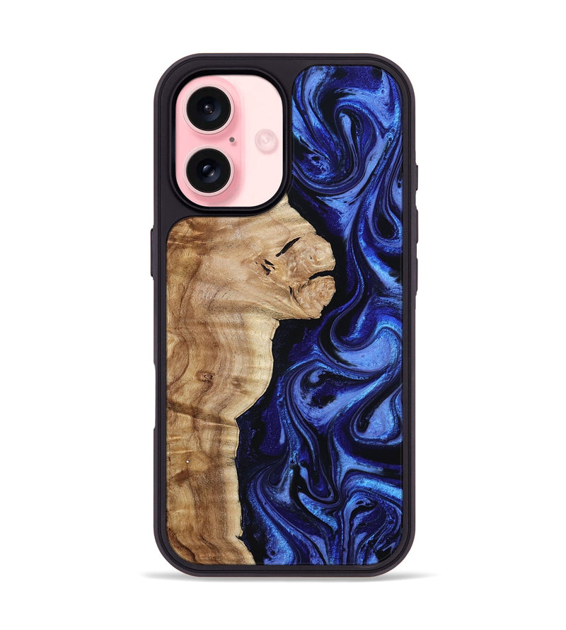 iPhone 16 Wood Phone Case - Maurice (Blue, 801565)