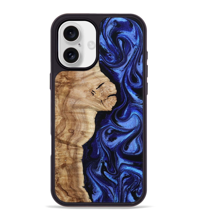 iPhone 16 Plus Wood Phone Case - Maurice (Blue, 801565)