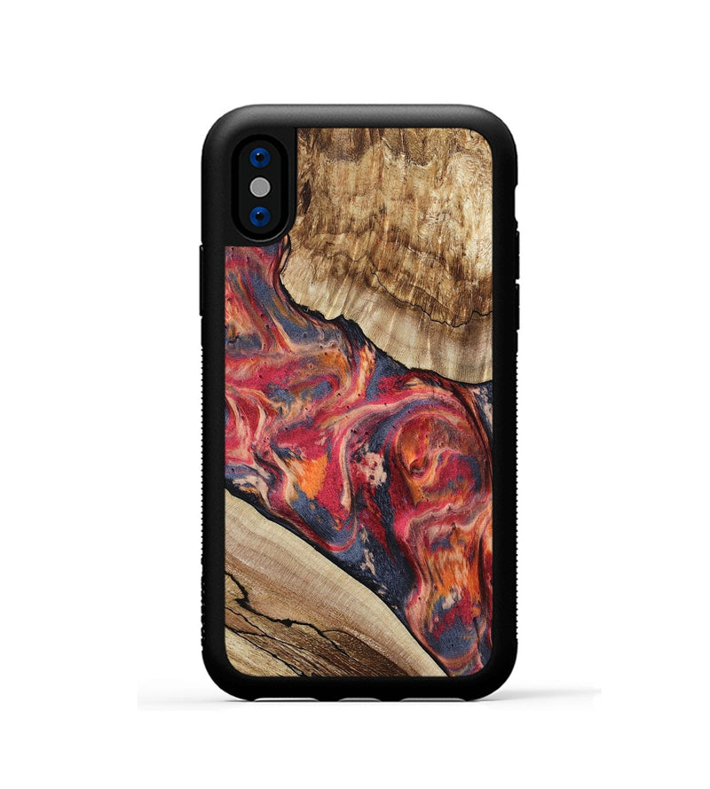 iPhone Xs Wood Phone Case - Andy (Red, 801623)