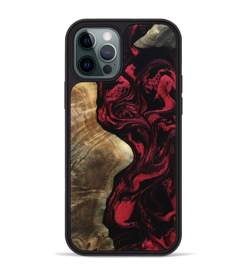 iPhone 12 Pro Max Wood Phone Case - Mat (Red, 801626)
