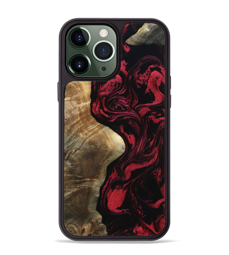 iPhone 13 Pro Max Wood Phone Case - Mat (Red, 801626)