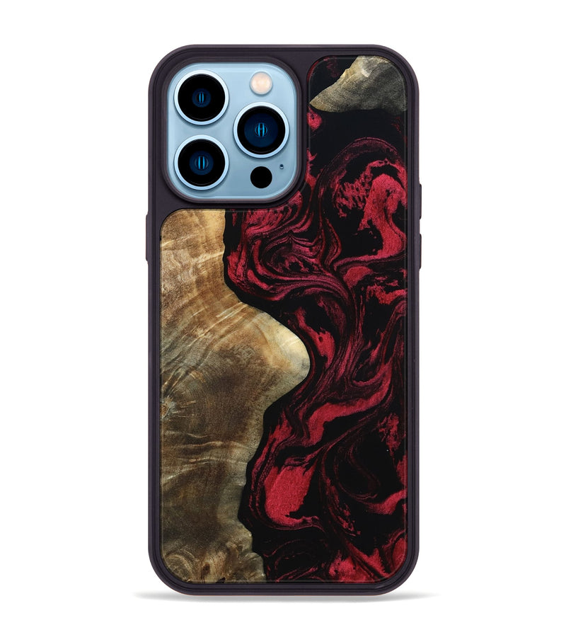 iPhone 14 Pro Max Wood Phone Case - Mat (Red, 801626)