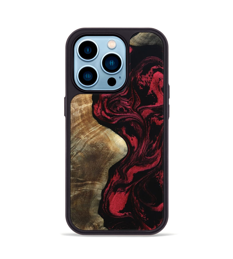 iPhone 14 Pro Wood Phone Case - Mat (Red, 801626)