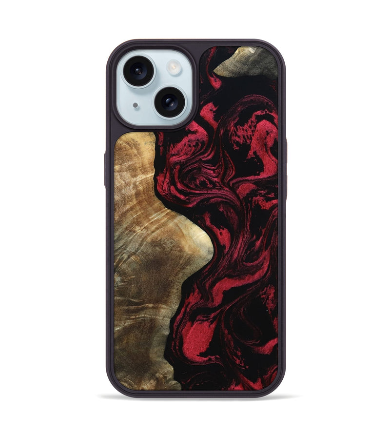 iPhone 15 Wood Phone Case - Mat (Red, 801626)