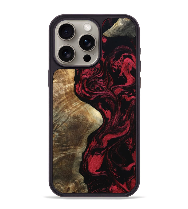 iPhone 15 Pro Max Wood Phone Case - Mat (Red, 801626)
