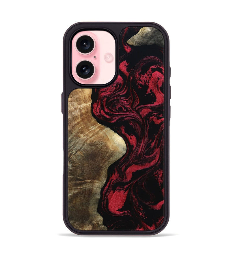 iPhone 16 Wood Phone Case - Mat (Red, 801626)