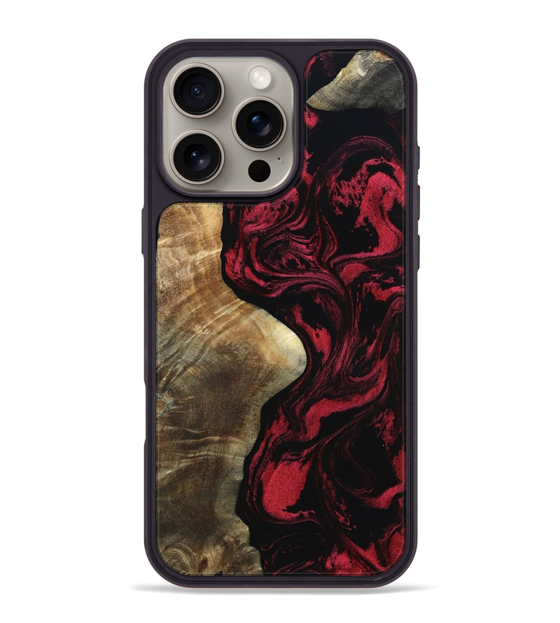 iPhone 16 Pro Max Wood Phone Case - Mat (Red, 801626)
