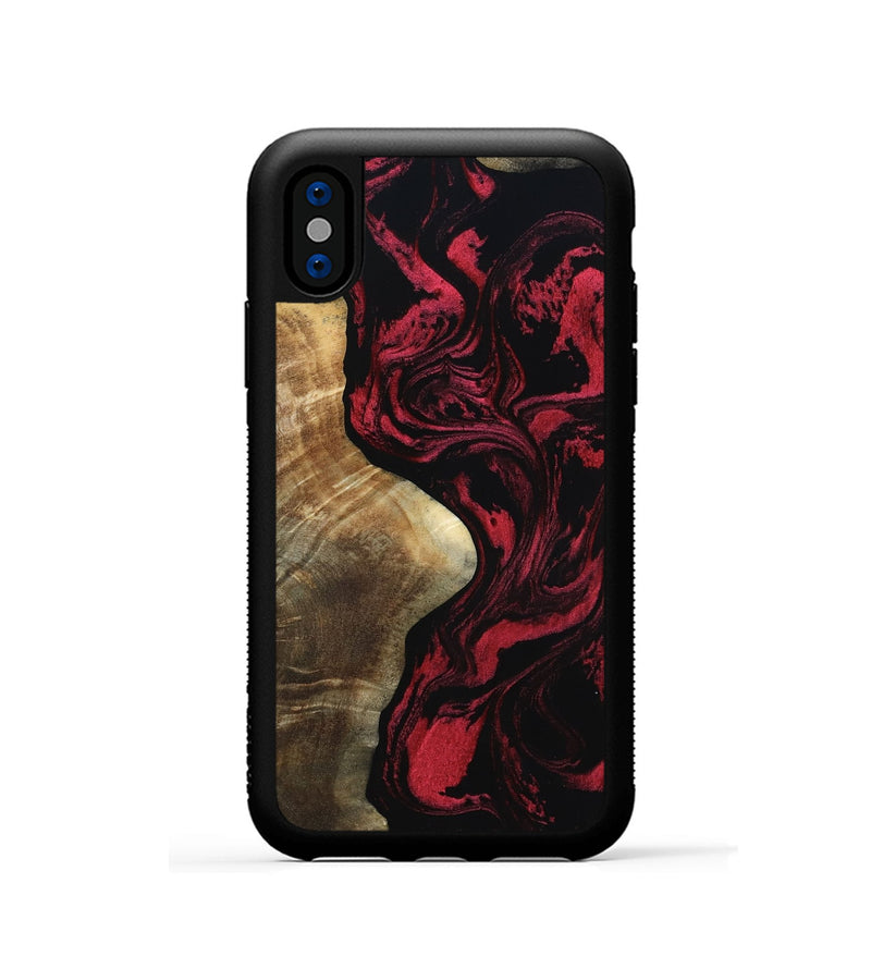 iPhone Xs Wood Phone Case - Mat (Red, 801626)