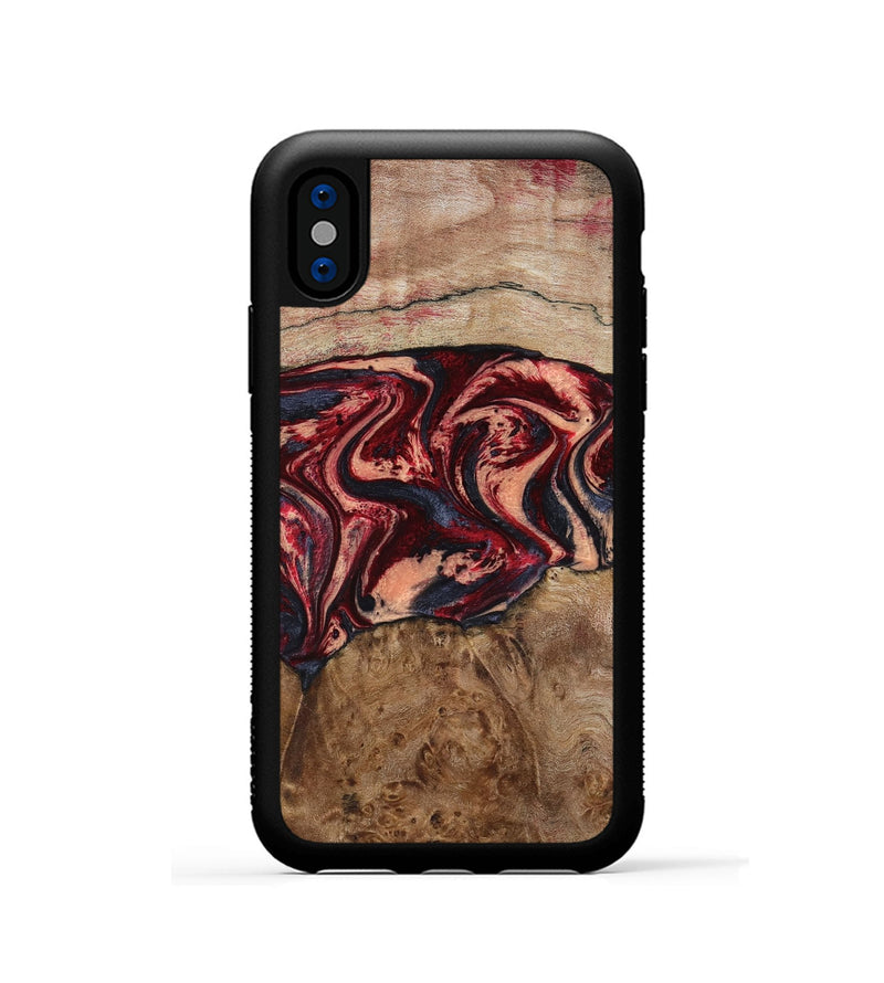 iPhone Xs Wood Phone Case - Hayes (Red, 801627)