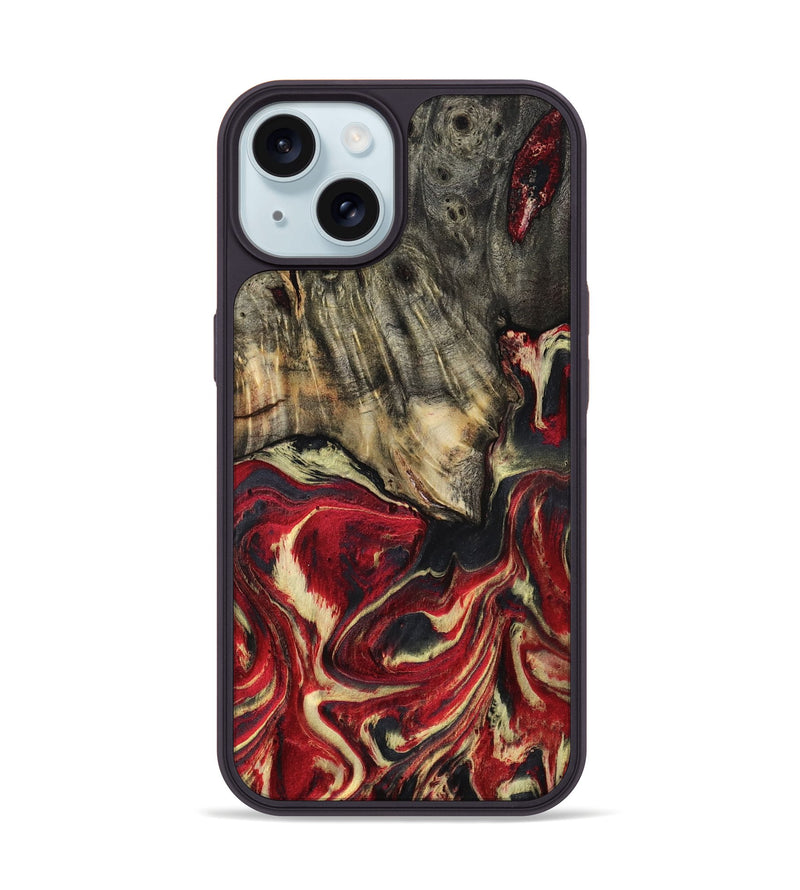 iPhone 15 Wood Phone Case - April (Red, 801628)
