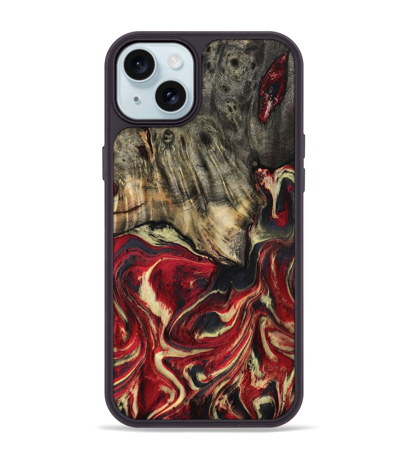 iPhone 15 Plus Wood Phone Case - April (Red, 801628)