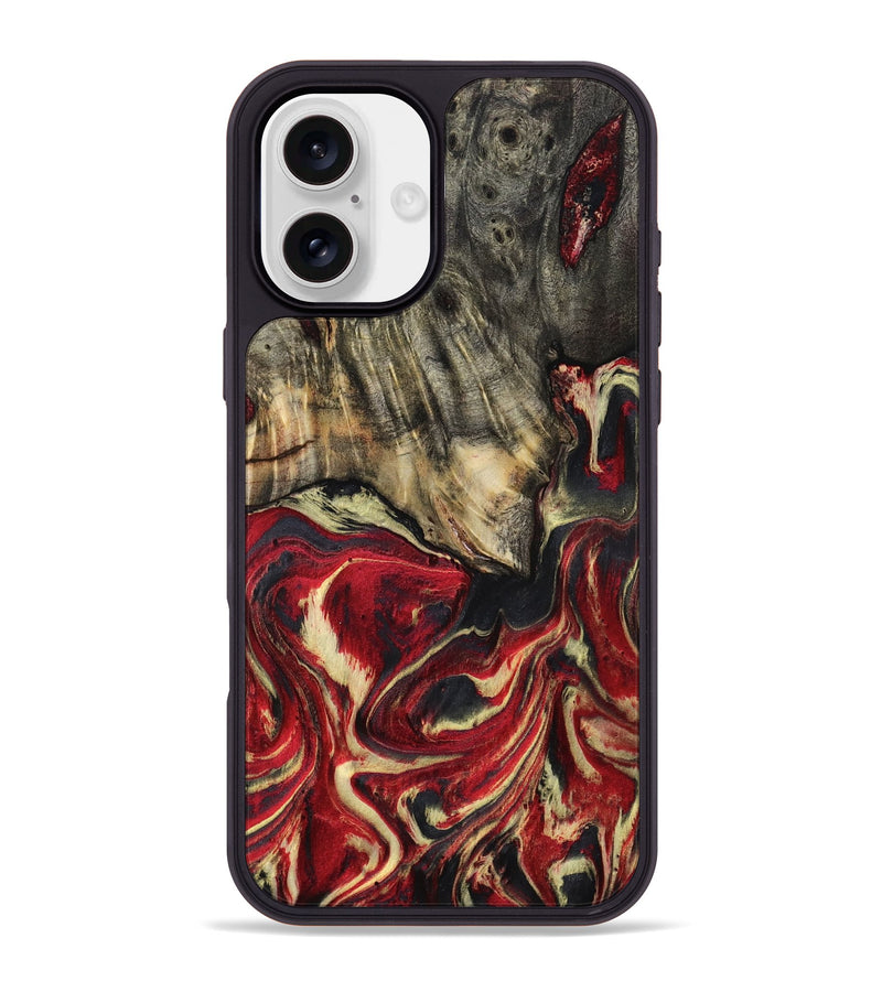 iPhone 16 Plus Wood Phone Case - April (Red, 801628)