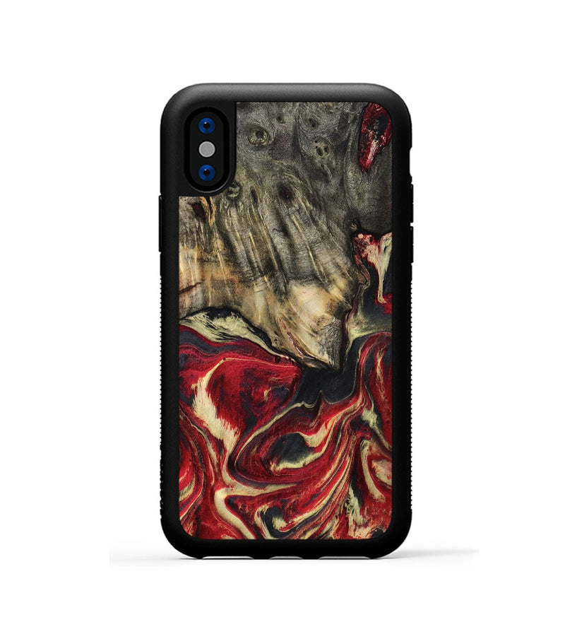 iPhone Xs Wood Phone Case - April (Red, 801628)