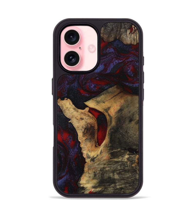 iPhone 16 Wood Phone Case - Stephon (Red, 801629)