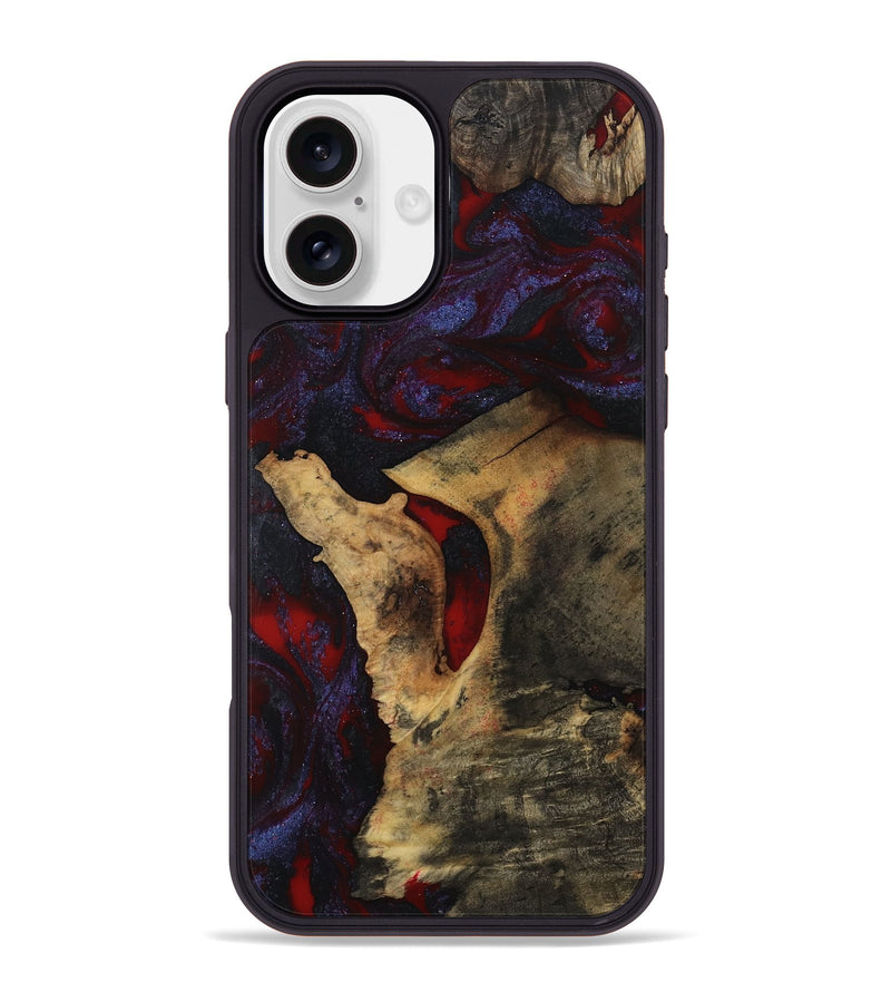 iPhone 16 Plus Wood Phone Case - Stephon (Red, 801629)
