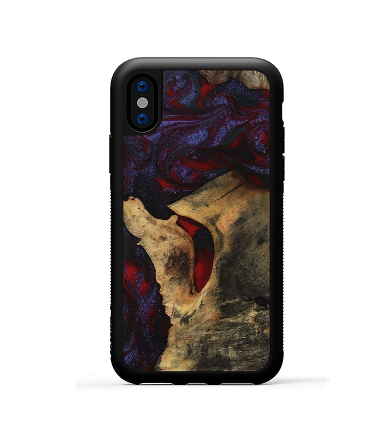 iPhone Xs Wood Phone Case - Stephon (Red, 801629)