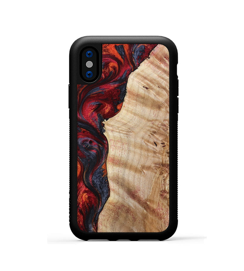 iPhone Xs Wood Phone Case - Paige (Red, 801631)