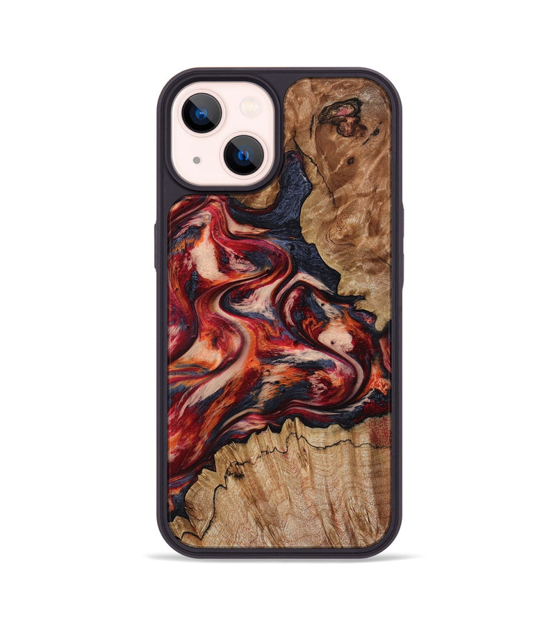 iPhone 14 Wood Phone Case - Stacy (Red, 801632)
