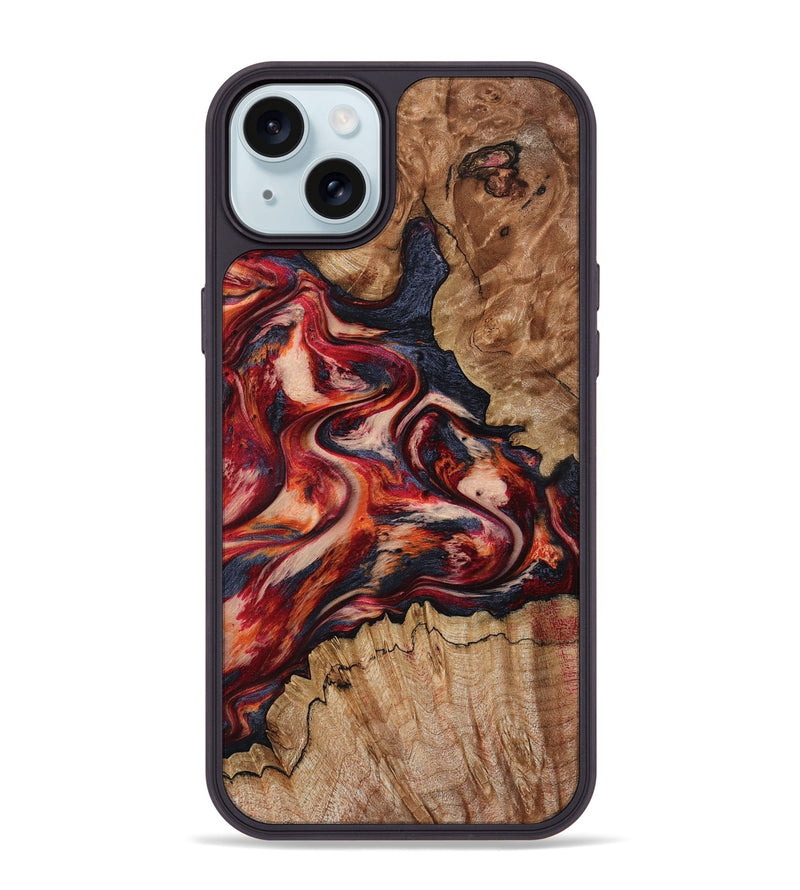 iPhone 15 Plus Wood Phone Case - Stacy (Red, 801632)
