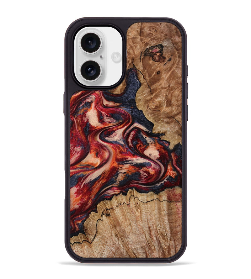 iPhone 16 Plus Wood Phone Case - Stacy (Red, 801632)