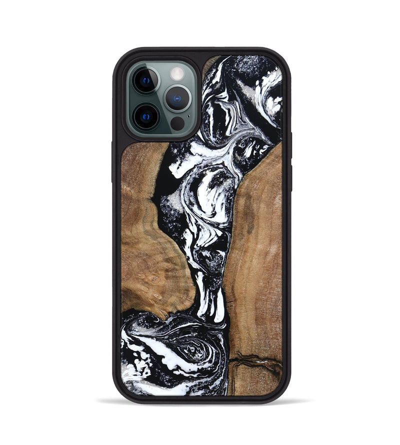 iPhone 12 Pro Wood Phone Case - Rick (Black & White, 801635)