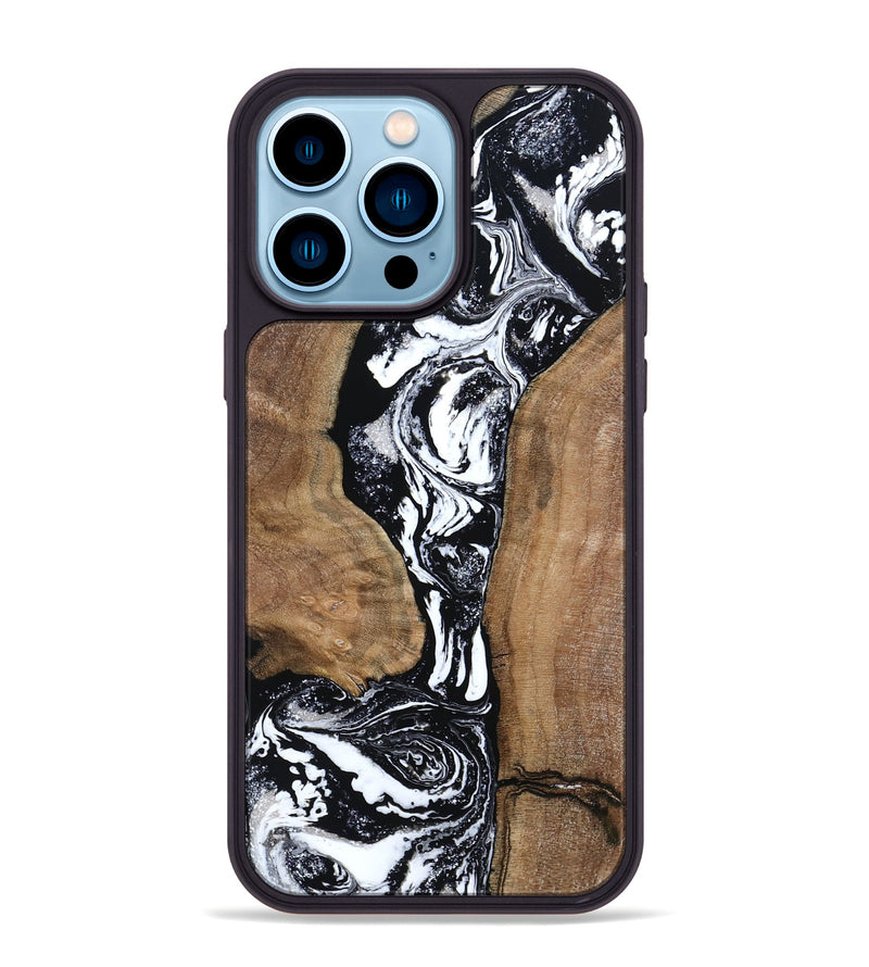 iPhone 14 Pro Max Wood Phone Case - Rick (Black & White, 801635)