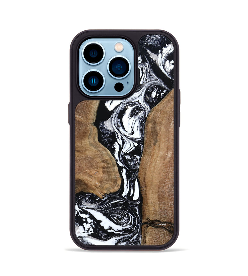 iPhone 14 Pro Wood Phone Case - Rick (Black & White, 801635)