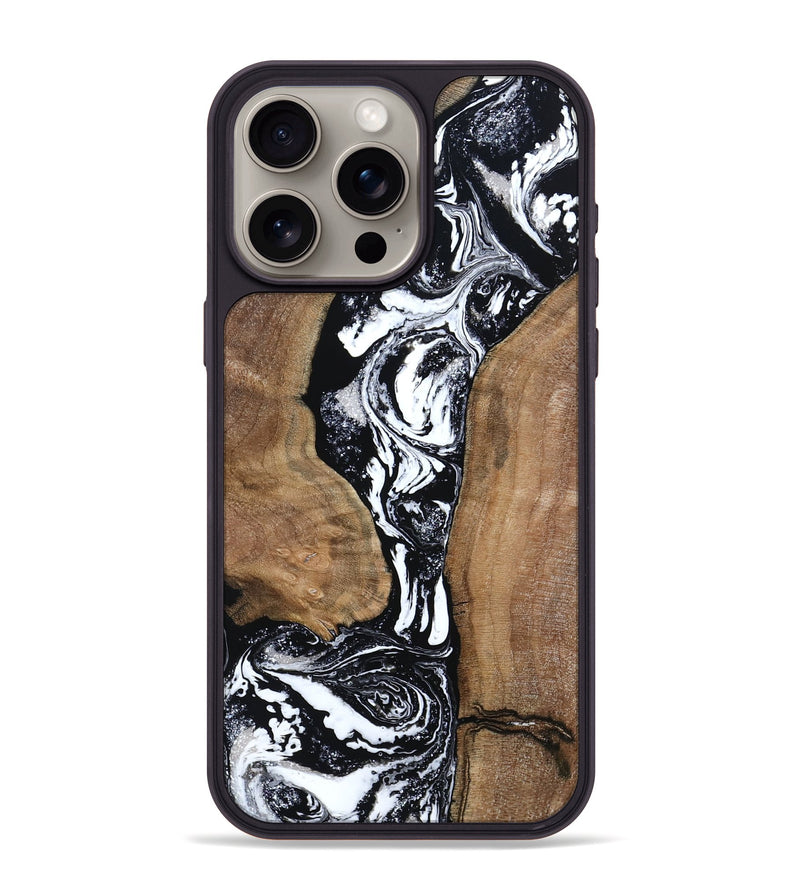 iPhone 15 Pro Max Wood Phone Case - Rick (Black & White, 801635)