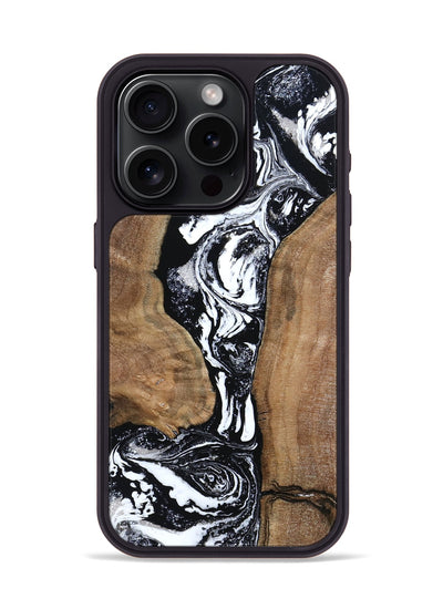 iPhone 15 Pro Wood Phone Case - Rick (Black & White, 801635)