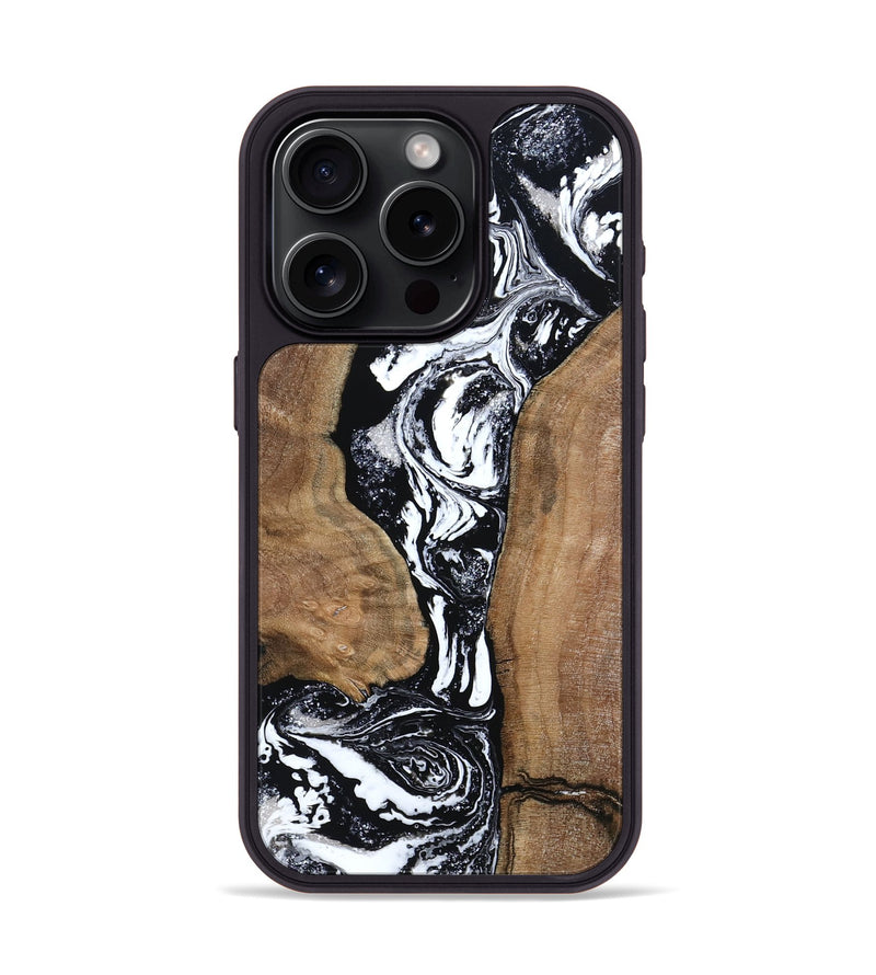 iPhone 15 Pro Wood Phone Case - Rick (Black & White, 801635)