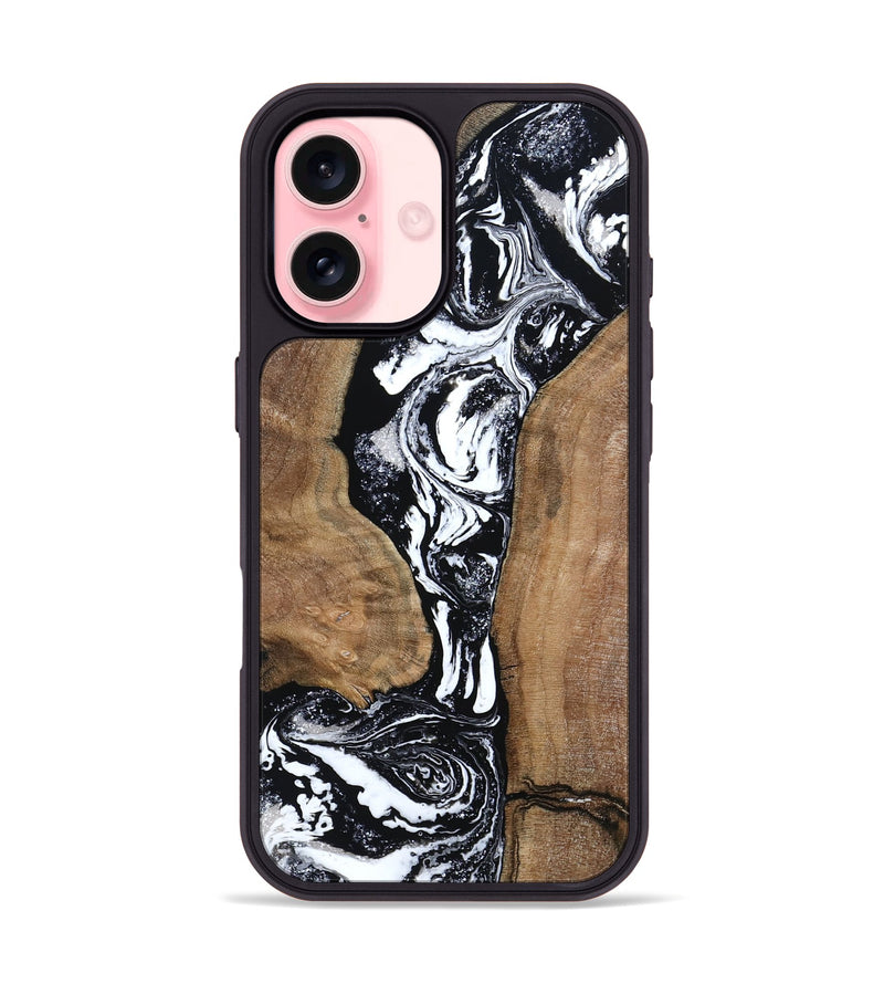 iPhone 16 Wood Phone Case - Rick (Black & White, 801635)
