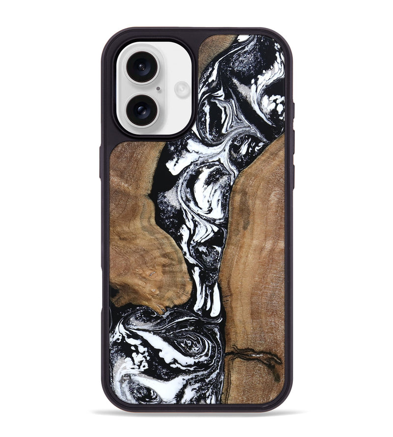 iPhone 16 Plus Wood Phone Case - Rick (Black & White, 801635)