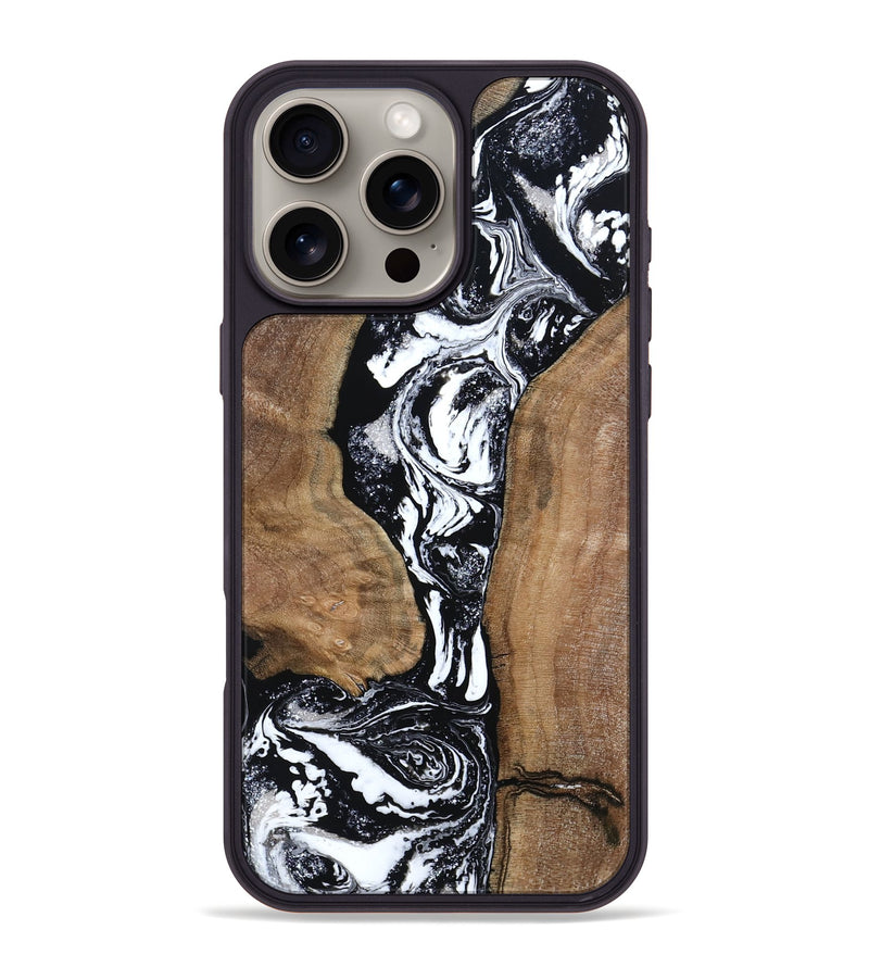 iPhone 16 Pro Max Wood Phone Case - Rick (Black & White, 801635)