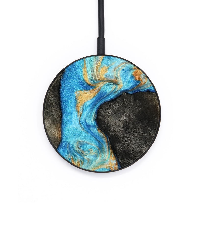 Circle Wood Wireless Charger - Oaklee (Teal & Gold, 801636)