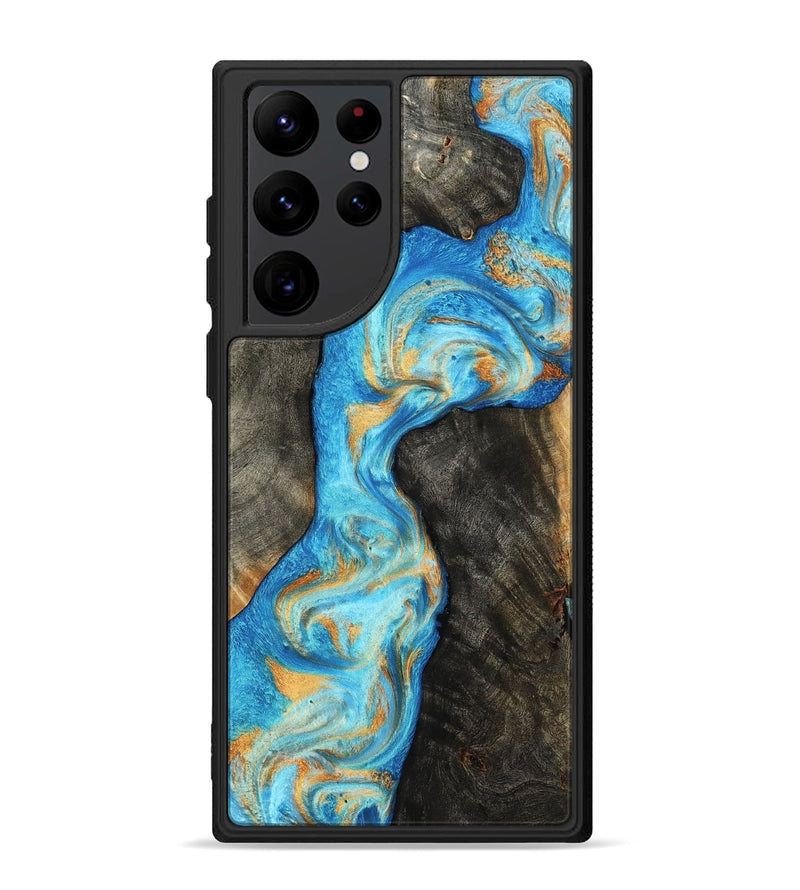 Galaxy S22 Ultra Wood Phone Case - Oaklee (Teal & Gold, 801636)